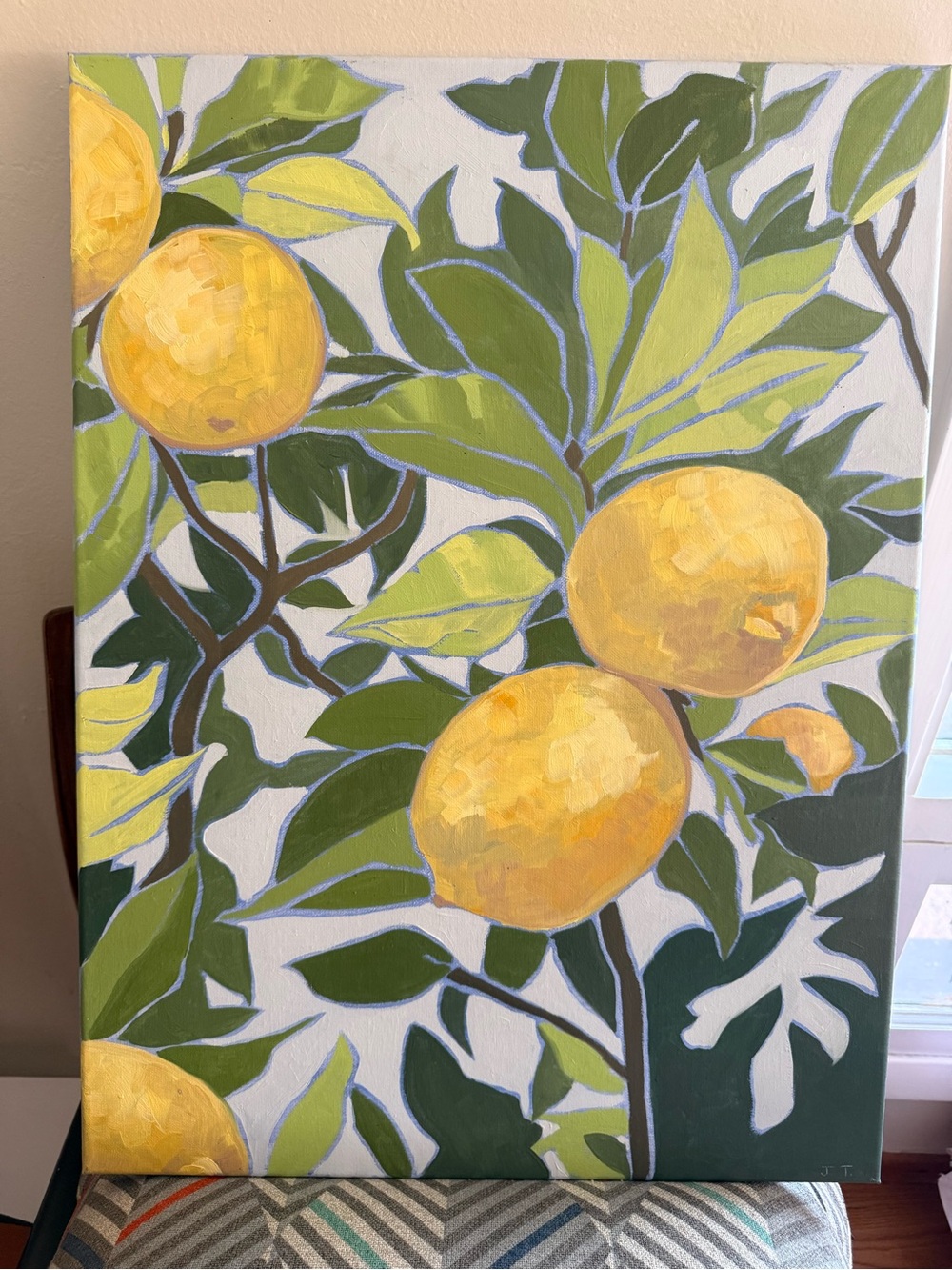 Canvas Wall Art - Yellow Citrus Botanical Original Painting